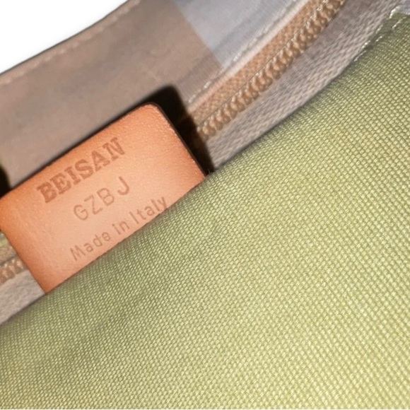 BALLY Canvas Handbag in Cream/Green/Beige Classic Tote - Picture 14 of 16